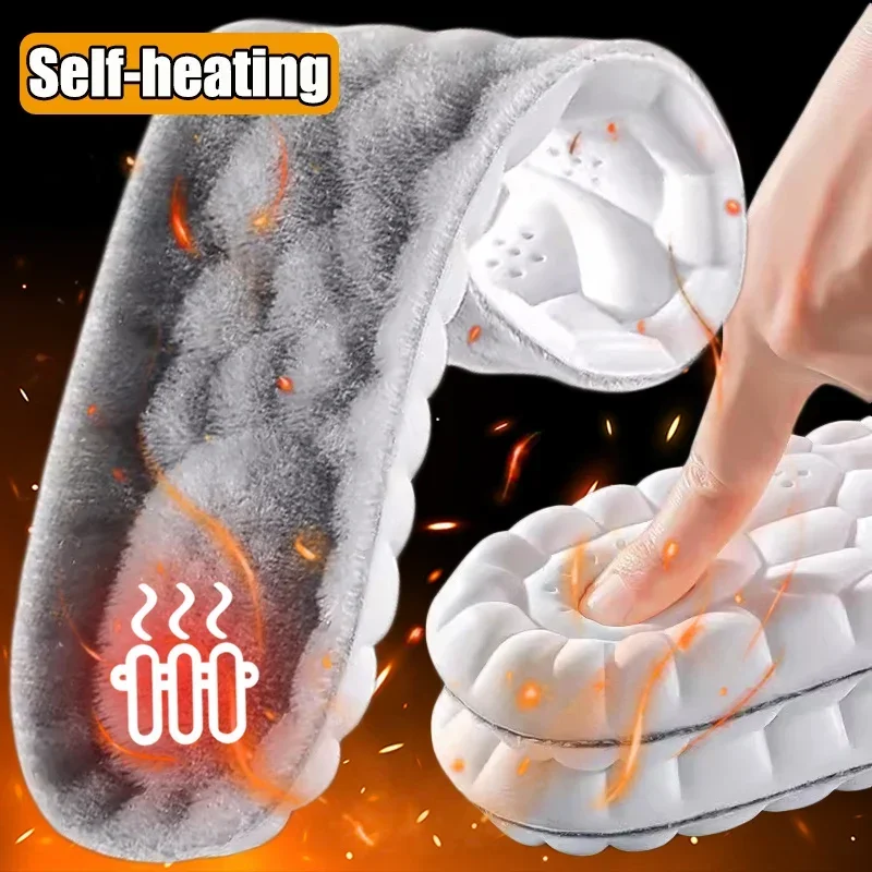 2pcs Self Heated Thermal Insoles for Feet Winter Warm Wool Thermal Memory Foam for Men Women Sports Shoes Self-heating Shoe...