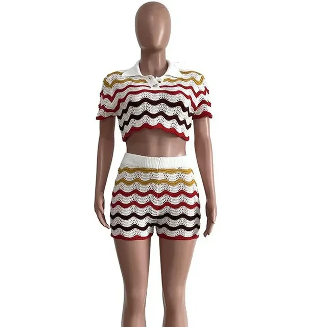 Addison Knitted Striped Short Set 5