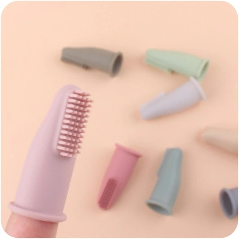 QX2D Silicone Baby Finger Toothbrush Infant Kid Care Massaging Teeth Clean Brush