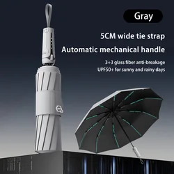 Oversized Windproof UV Protection Umbrella - Durable and Portable (Cyber Gray)