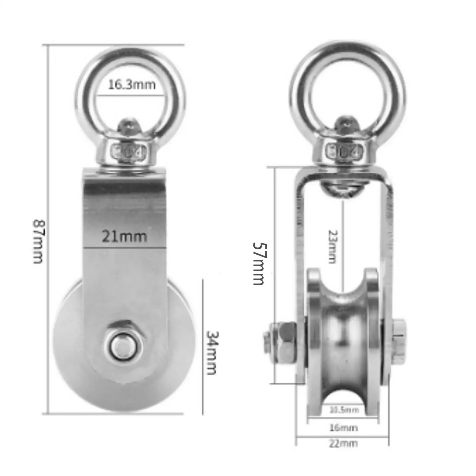 

2 Pieces Stainless Steel Swivel Pulley Block Gym Equipment Smooth Cable Pulley for Clothesline Wire Maintenance Pulley System