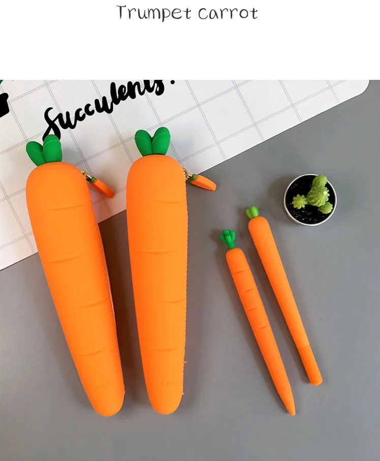 Carrot Molding Soft Silicone Pencil Case YZ5252 