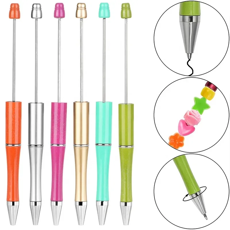 

20pcs DIY Bead Pen for Women Students Teacher Bridal Christmas Gift Office School Supplies Beadable Ballpoint Pen Children Gifts
