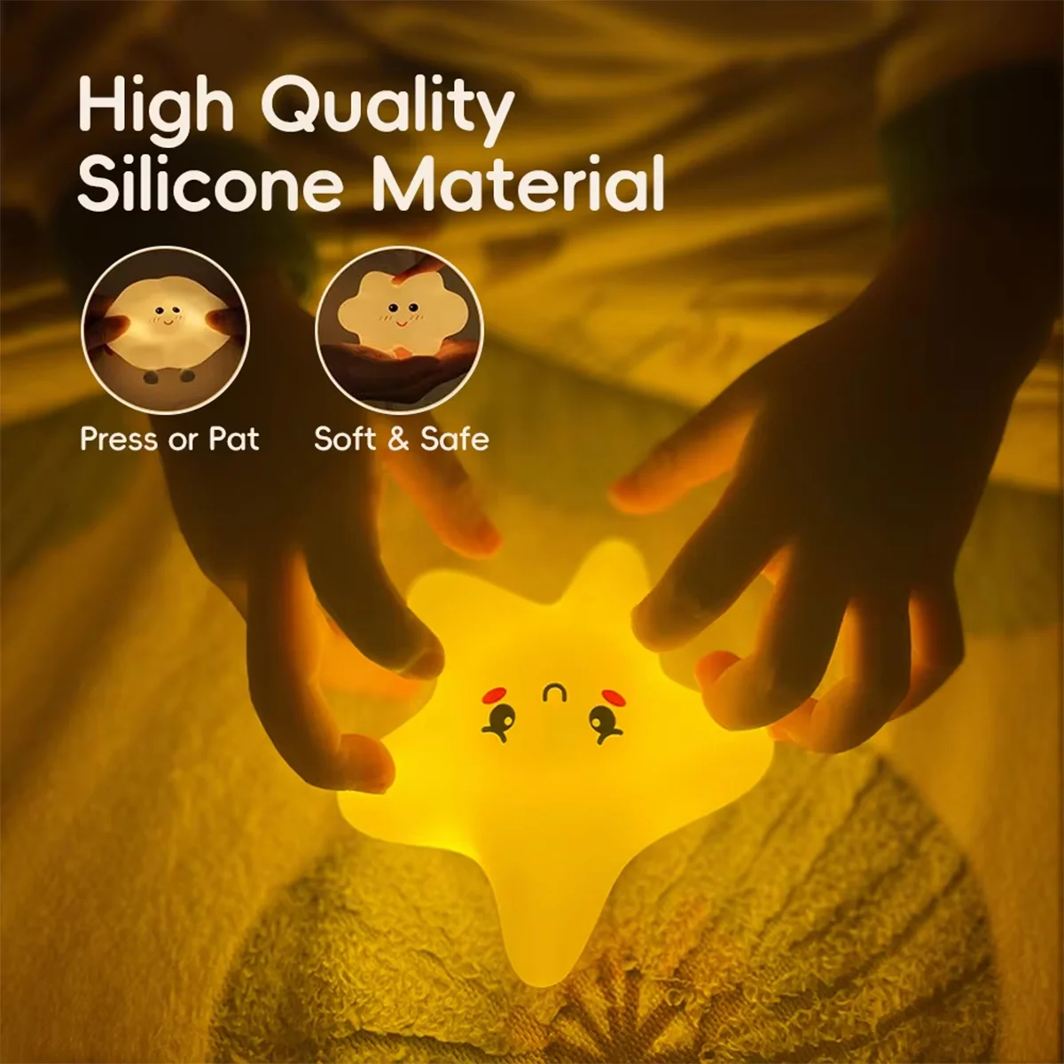Silicone Led Night Light Wall Lamp Dimmable Bedside USB Rechargeable Baby Kids Lights Moon Star Cloud Touch Control Lamp Bedroom