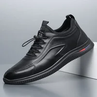 Men's Slip-On Business Casual Leather Shoes Spring Autumn Season Breathable Outdoor Anti-Slip Soft Bottom Fashionable Board Shoe