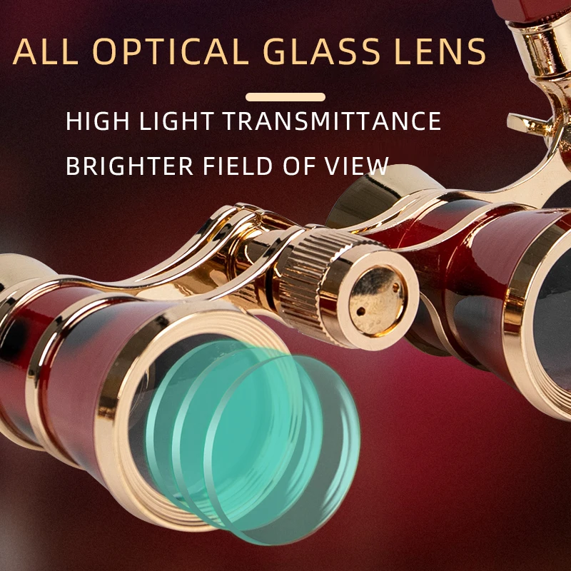 Portable Binoculars 3X25  Metal Opera Theater Glasses Mini Binocular Compact with Chain /Handle For Stage Concert Camping 4