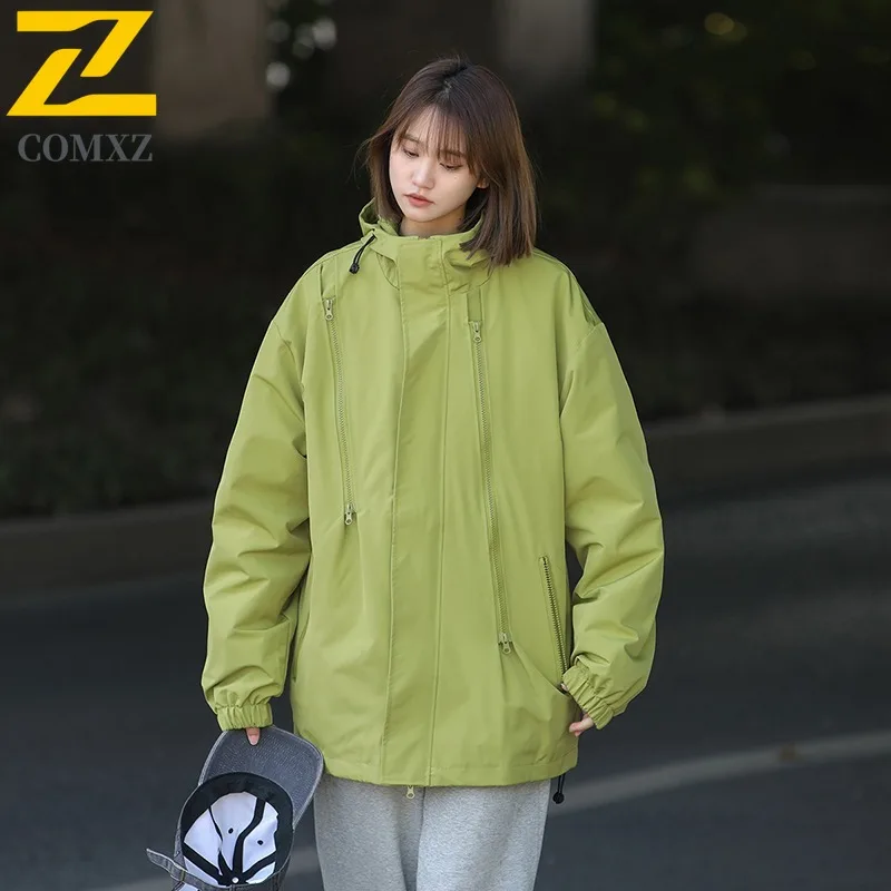 COMXZ Brand Outdoor Mens Jacket Hooded Travel Durable Wear Resistant Coats Fashion Street Comfortable Autumn Zipper Clothing