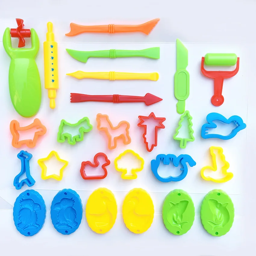 Dough Play Tool for Kids Cartoon Roller Cutter Playdough Clay Accessories Plasticine Set Knife Mould Early Education Toy 4