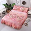 Bed Sheet Set Flower Bedspread - Non-Slip Bed Dress Sheet for King/Queen Size (1.5M/1.8M/2M) Beds Soft Home Bedding Cover 5