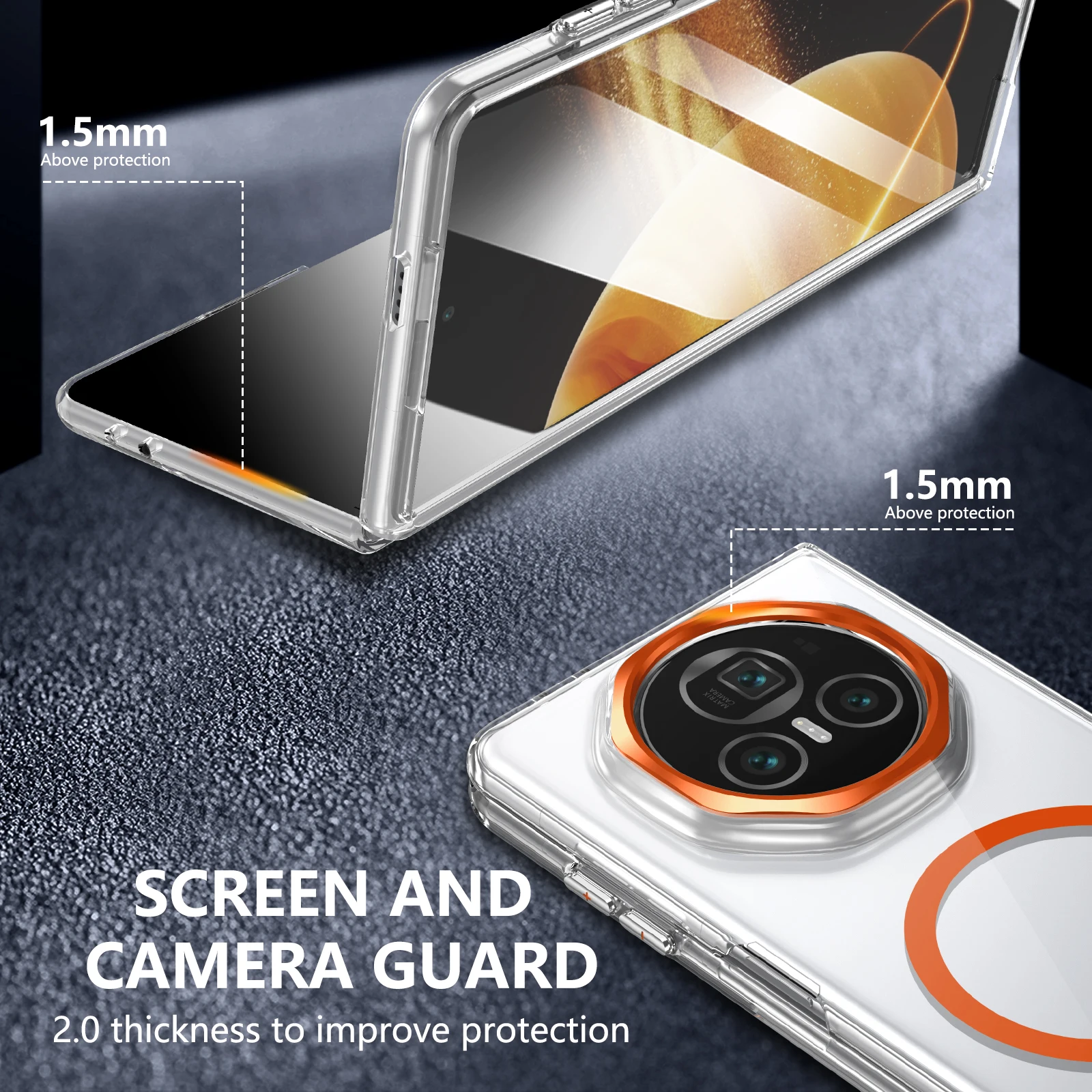 High-Definition Transparent Magnetic Tempered Glass Full Protection Phone Case