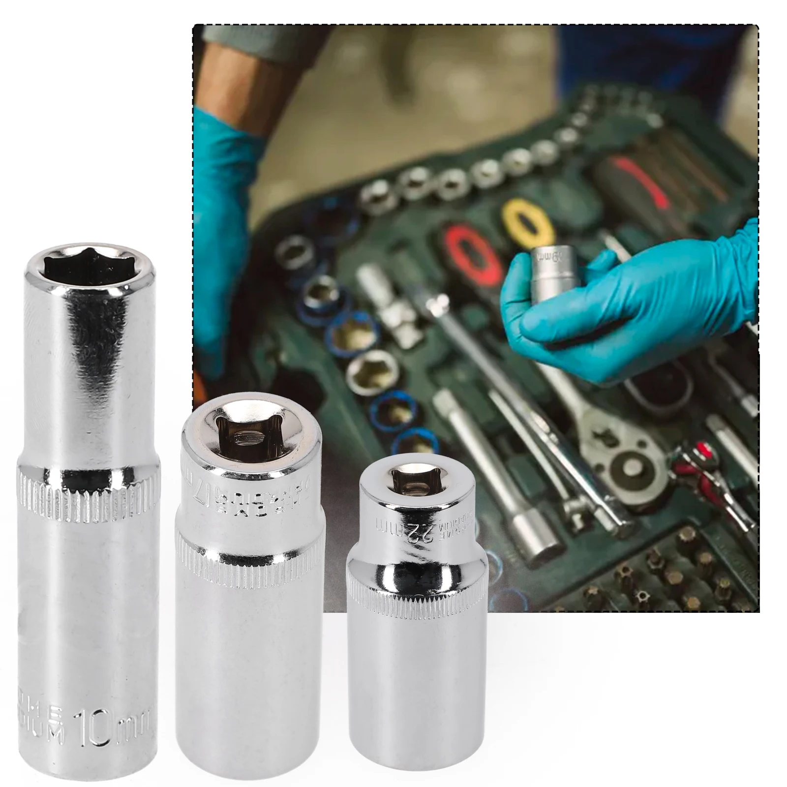 

3/8inch Deep Hex Socket Adapter 63mm High Torque For Using By Impact Drivers Socket Wrenches Hand Tools Accessories
