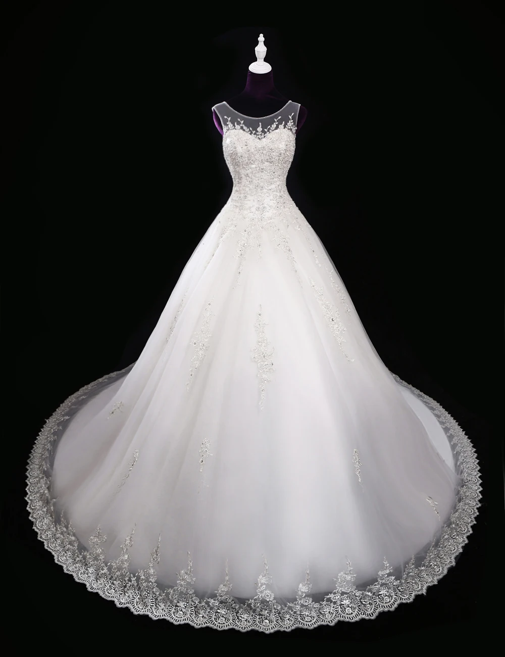 

real photos Vintage White Lace Princess 2020 robe Luxury Crystal Ball Gown Long Train Bridal Backless Bespoke Wedding Dresses