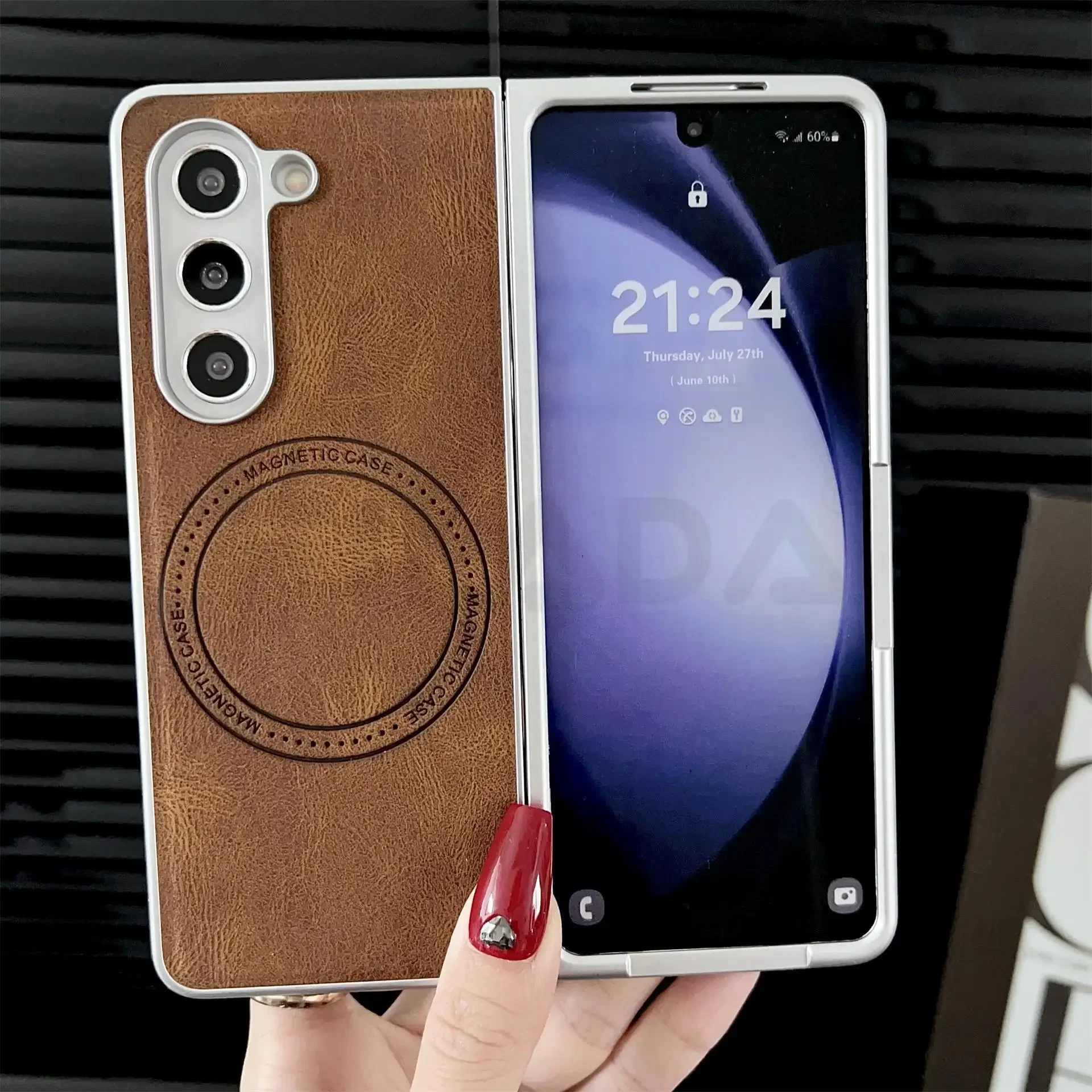 

For Magsafe Samsung Galaxy Z Fold 6 5 4 3 Case Ultra Thin Skin Friendly Matte Leather Magnetic Wireless Charging Shockproof Case