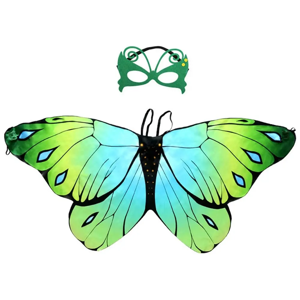 1set Colorful Kid Butterfly Wings Shawl Polyester Poncho Scarf Ladies Fairy Cosplay Performance Accessories Shawl Party Supplies