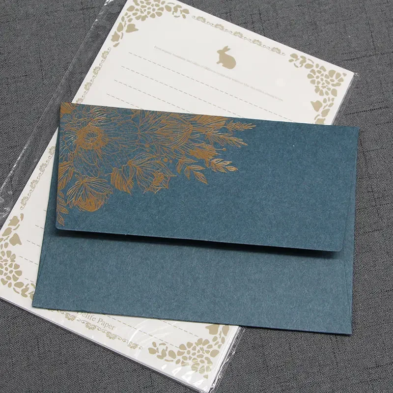 Kraft Paper Envelopes Mailing Envelopes 5pcs Vintage Bronzing Envelopes European DIY Wedding Party Invitation Cards Cover Korean Stationery Letter Pads