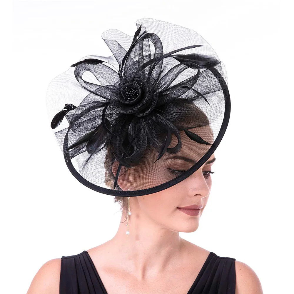 

New Black Fascinator Wedding Pillbox Hat Women Elegant Flower Mesh Veil Fascinator Headwear Hair Clip Ladies Party Headpiece