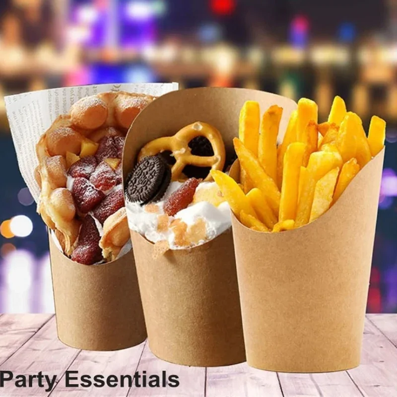 100PCS Kraft Paper French Fry Cups, Disposable Snack Containers, Charcuterie and Desser... - SKU PFFC1521 - UGI Packaging