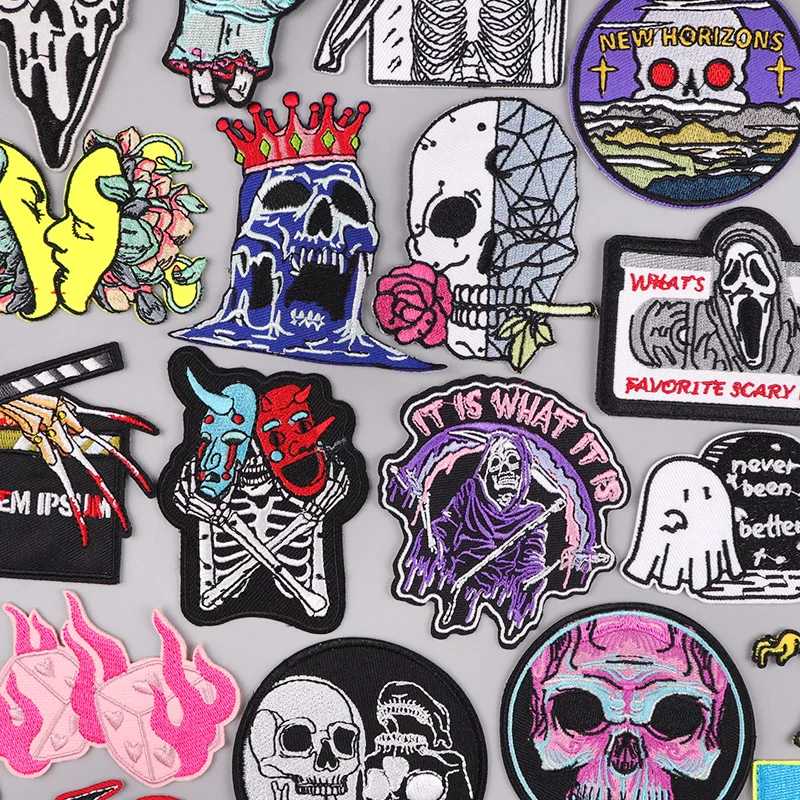 DIY or DIE Iron-On Patch: Do It Yourself : Punk Indie Skull Sewing