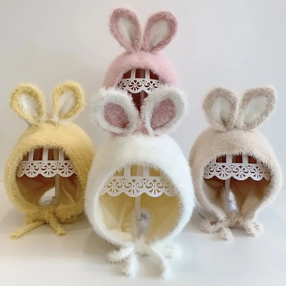 

Thickening Winter Plush Bunny Baby Hat Breathable Windproof Child Soft Warm Crochet Knitted Hats Soft and Skin Friendly Plush