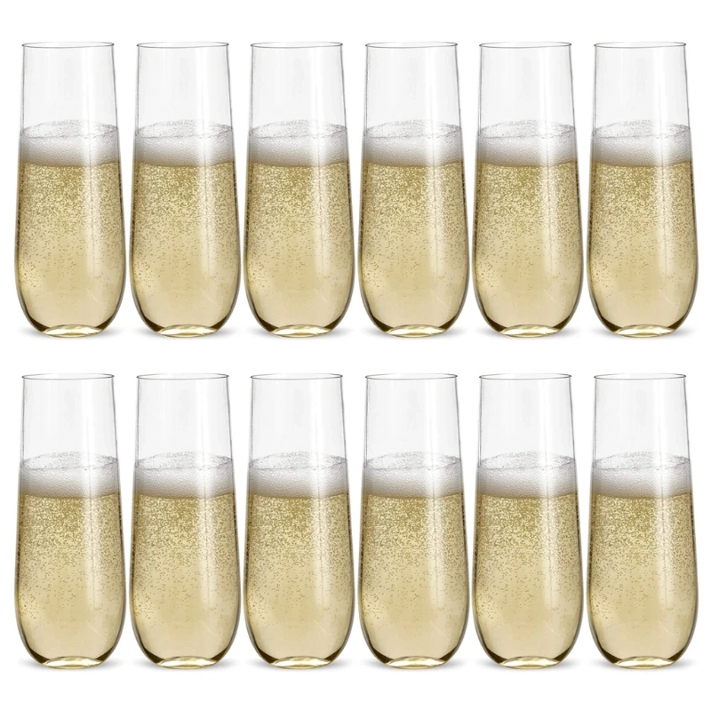 

12pcUnbreakable Stemless пластиковые флейты шампанского для вечеринок баров небьющиеся ночные клубы пластиковые хрустальные Винные Бокалы из прозрачного стекла
