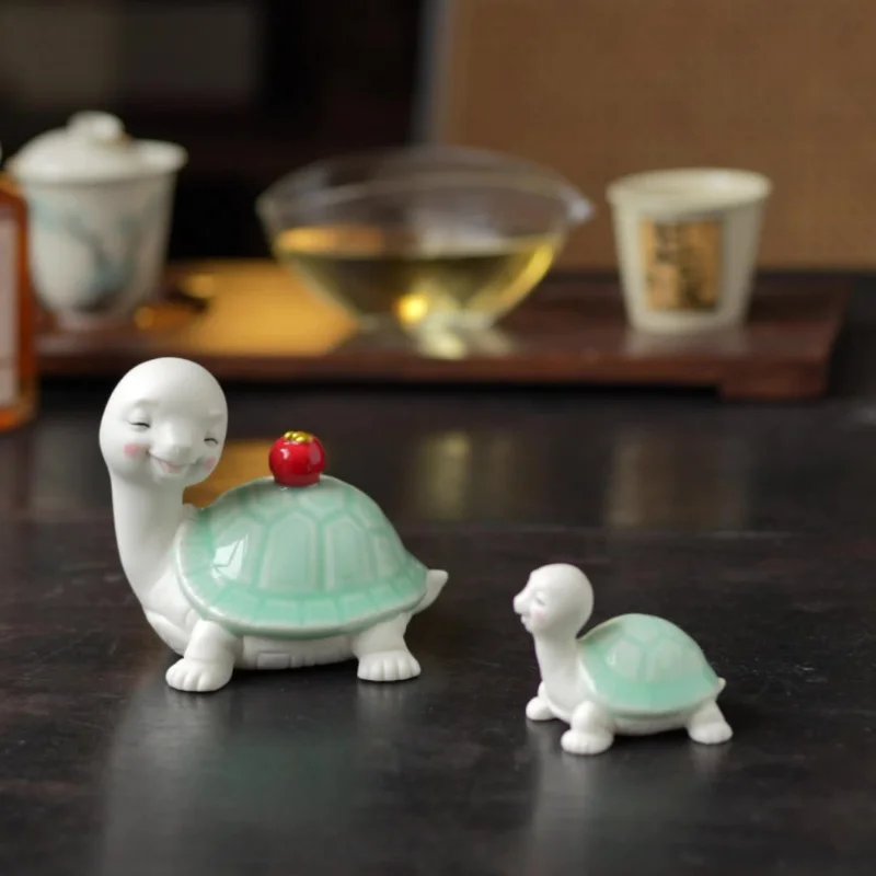 

Ceramic Zen Small turtle Tea pet ornaments Cute cartoon Longevity turtle Tea play accessories Tea Table Small decorations