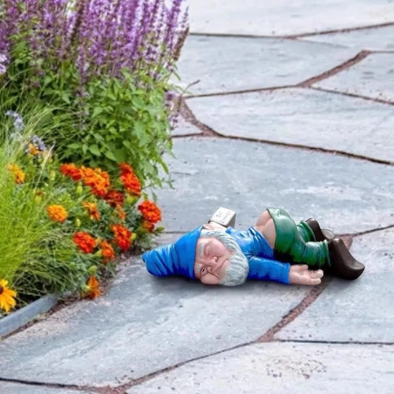 Drunken Dwarf Resin Sculpture Garden Home Decoration Accessorie Garden Statue Ornament Micro Landscape Outdoor Figurine Ornament 5