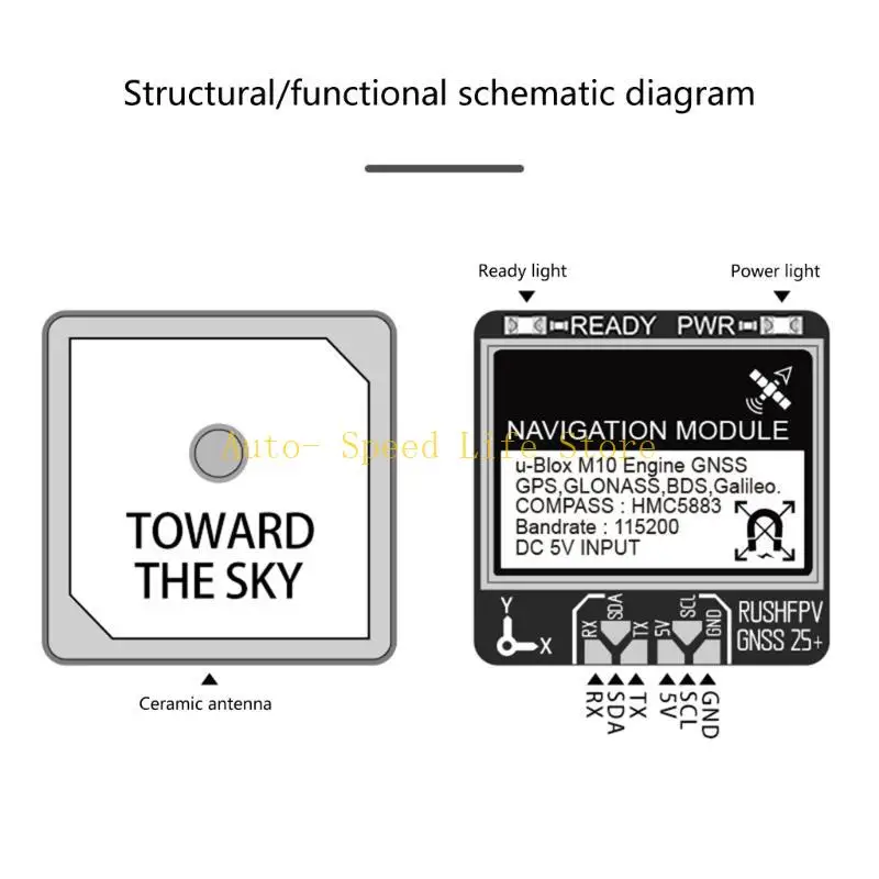 02DA GNSS 네비게이션 모듈 통합 나침반 1HZ-10Hz 실시간 전송 및 충격 저항 기능을 갖춘 드론용으로 신뢰할 수 있음