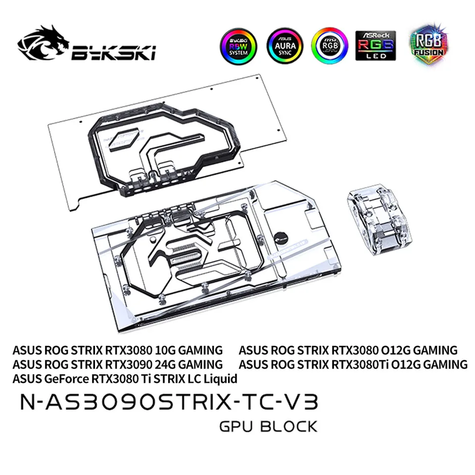 Bykski GPU Custom Water Cooling Block For ASUS ROG STRIX RTX 3090