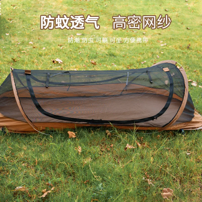 Outdoor military tent with mosquito protection and ventilation, single soldier marching bed for one person, quick automatic setu