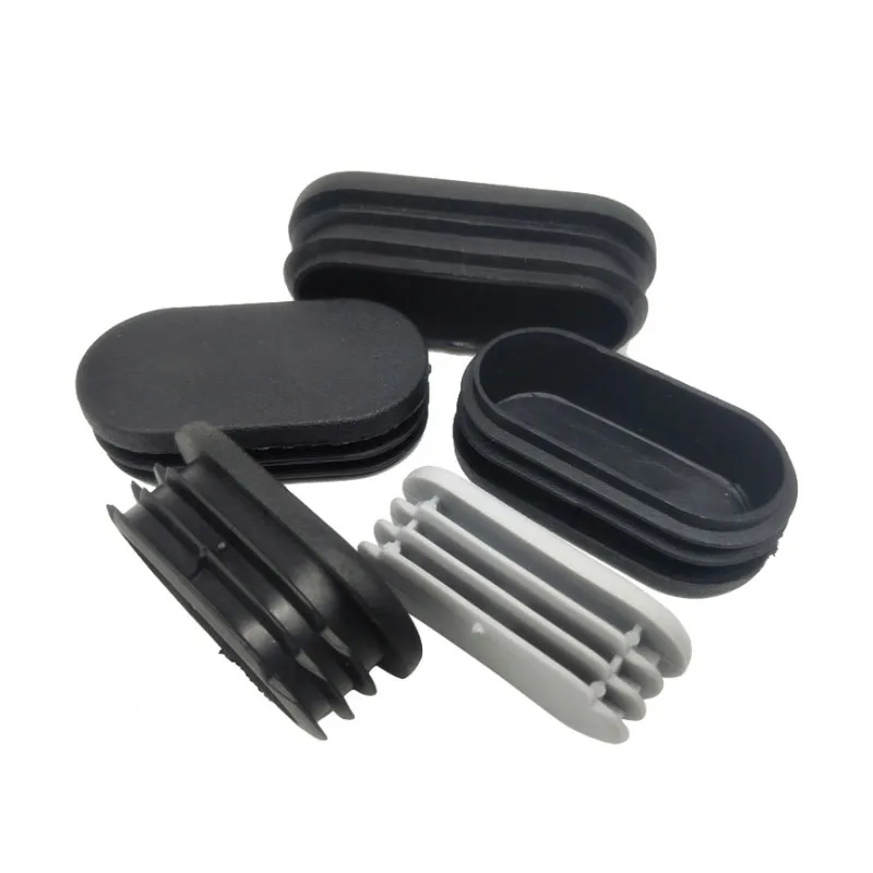 Black Flat Oval Plastic Blanking End Cap Tube Pipe Inserts Plug Non-slip Chair Table Leg Cover Caps Furniture Floor Protector