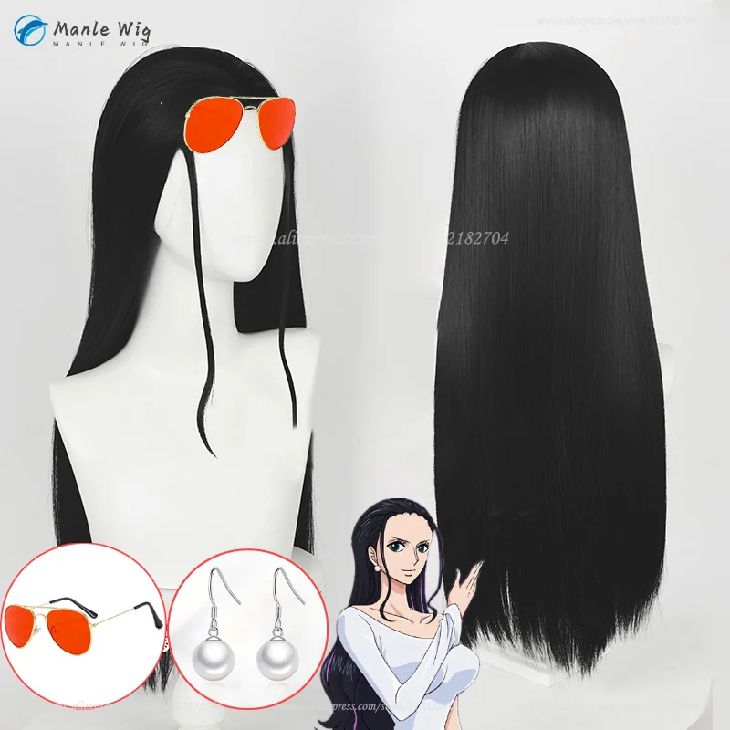 

Anime Nico Robin Cosplay Wig 65cm Long Black Cosplay Anime Wigs Heat Resistant Synthetic Miss Allsunday Party Wigs + Wig Cap