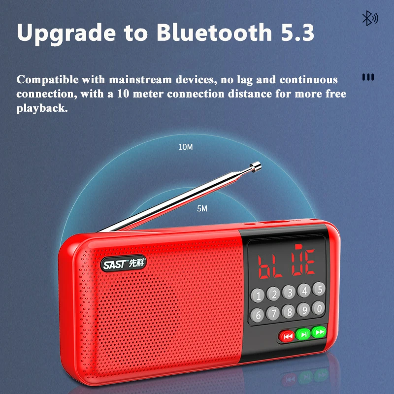미니 FM 라디오 LED 디스플레이 디지털 라디오 수신기 무선 블루투스 스피커 손전등 TF 카드 USB 3.5MM 헤드폰 재생
