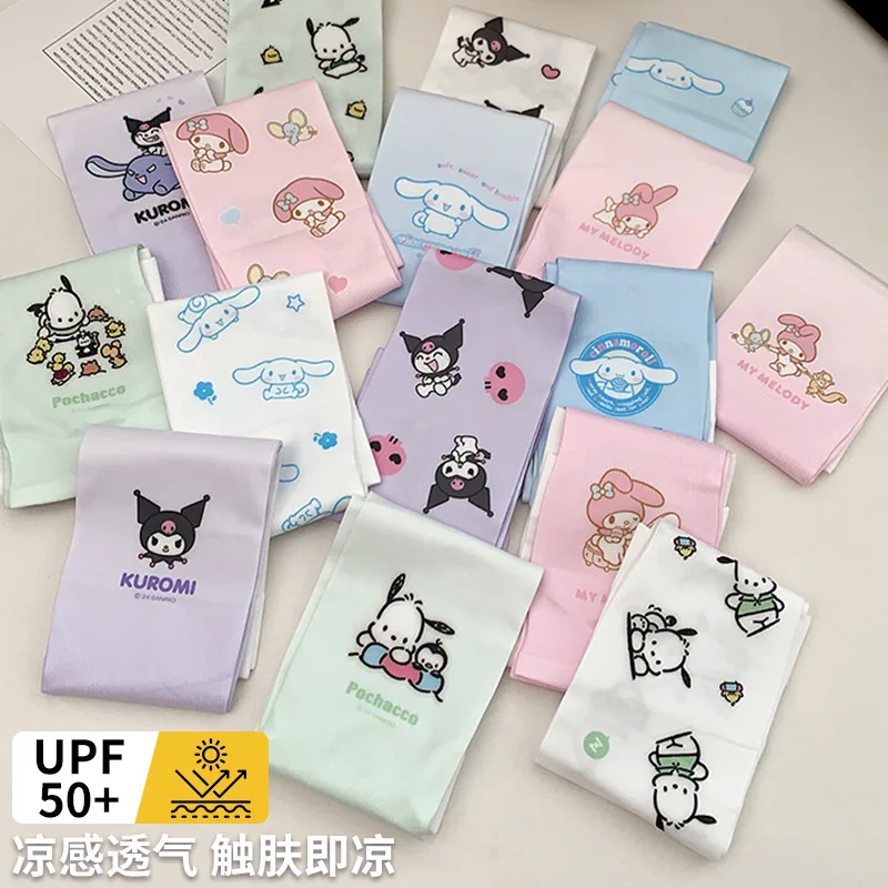 

Sanrio Sunscreen Ice Sleeve Cartoon My Melody Kuromi Ice Silk Gloves Outdoor Travel Mosquito and Insect Prevention Cuff Cover