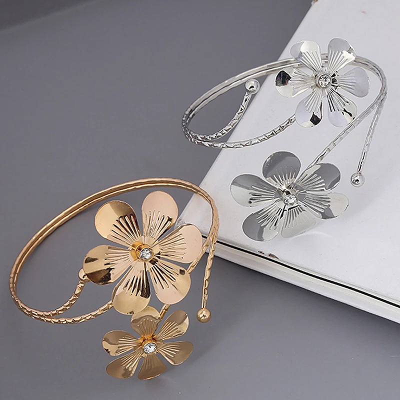 Bohemian Butterfly Leaf Charm Upper Bracelet Arm Chain Metal Hollow Out Geometric Pattern Retro Arm Cuff Bangle detachable wrist cuffs arm bracelet jewelry