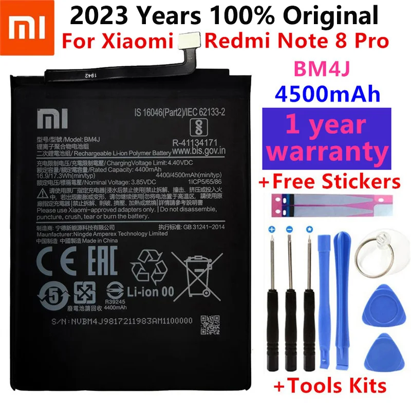 

2023 Years 100% Original 4500mAh BM4J Battery For Xiaomi Redmi Note 8 Pro Note8 Pro Genuine Replacement Phone Battery Free Tools