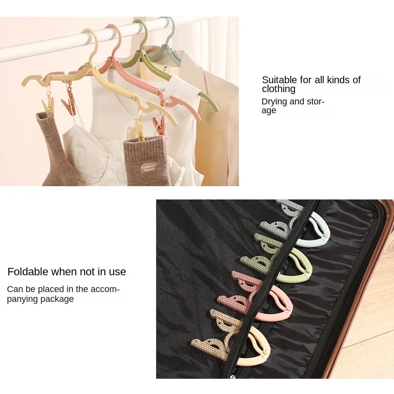 Travel Folding Hanger Travel Hotel Travel Multi-Purpose Compact Drying Hanger Portable With Socks Clip #3932 4