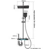 Hot Cold Bathroom Shower Faucet Set 4 Functions Shower Set Mixer Shower System Wall-mounted Temperature Digital Display 6