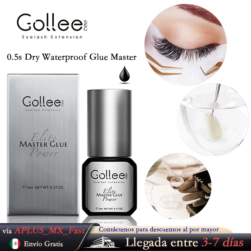 Gollee Master Eyelash Extension Glue 0.5 sec Low Humidity Vegan Black Hypoallergenic Lashes Waterproof