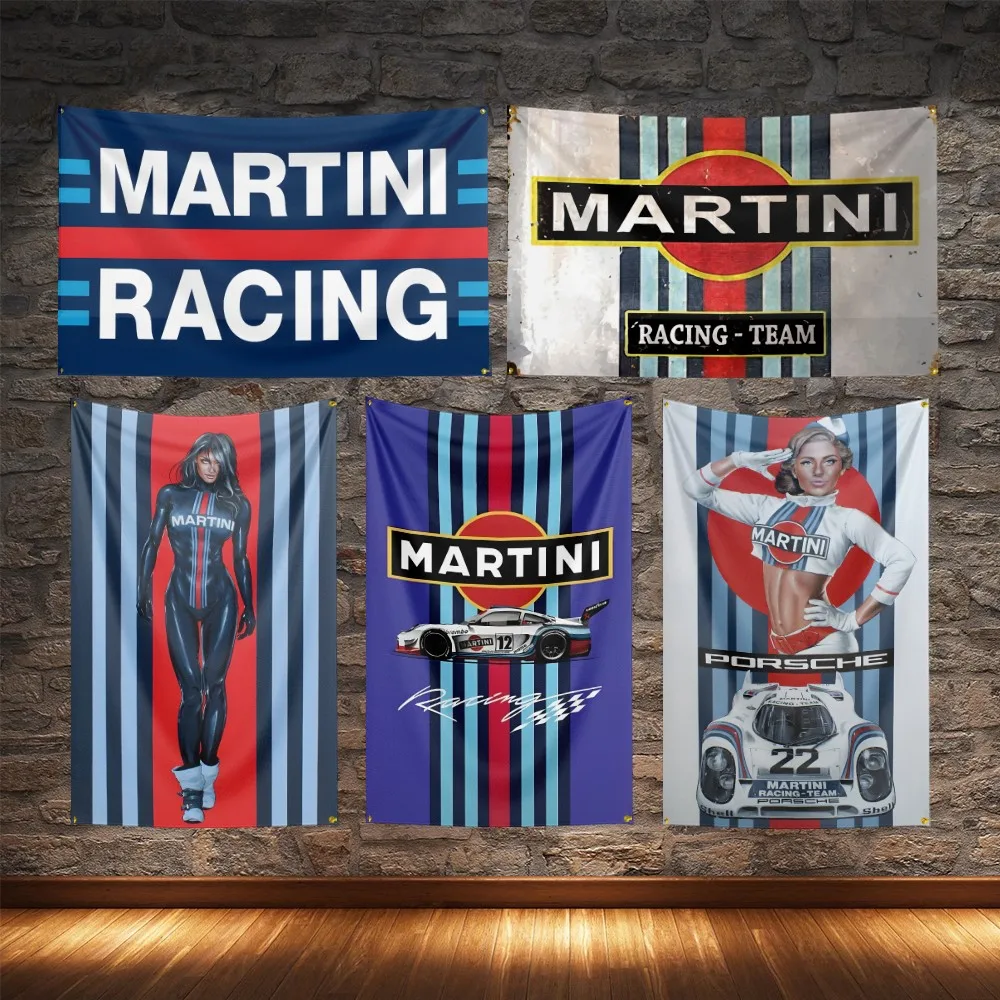 

Martini Auto Racing Car Flag Polyester Digital Printing Cars Banner For Decoration