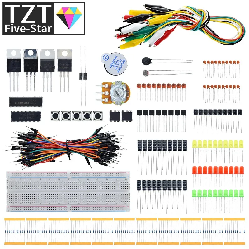 Kit Elettronico Completo Fai Da Te 830 Breadboard Jumper Wire Power Supply Condensatore Led Light Per Arduino Nano Uno Mega Basic Starter Kit