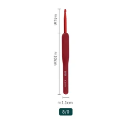 Premium Aluminum Crochet Hooks with Soft Red Rubber - Grip Handles for Knitting and Braiding (5mm)