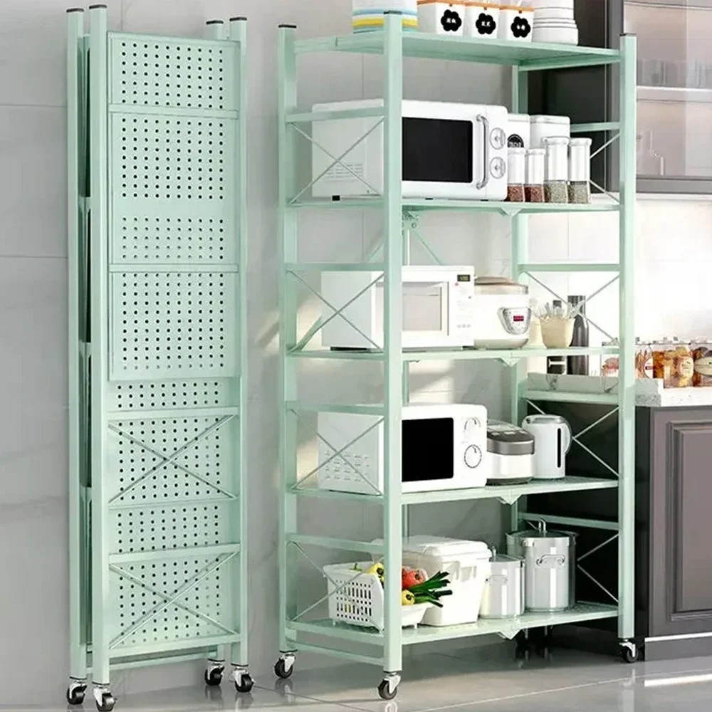 Iron Frame Storage Foldable Moveable Living Room Multilayer Shelves Free Metal Storage Shelves