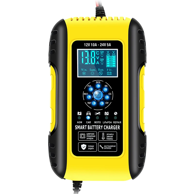 Chargeur De Batterie Intelligent 12V/24V 25A Yidoroye - Fonction Réparation Et Maintien - Écran LCD - Pour Voiture, Moto, Camion - 2