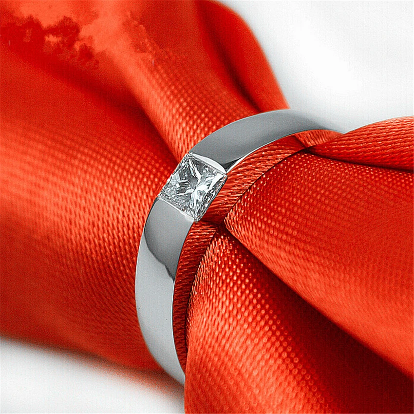 Test Positive Pure White Gold 14K Ring 0.5CT Princess Moissanite Diamond Women Engagement Ring Lucky Invitation Jewelry For Girl 3