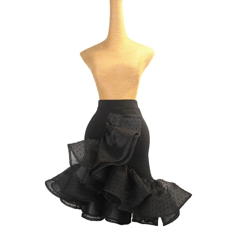 

Женская юбка с оборками для латиноамериканских танцев, танцевальная юбка для выступлений, танцевальная одежда для взрослых, DNV20670