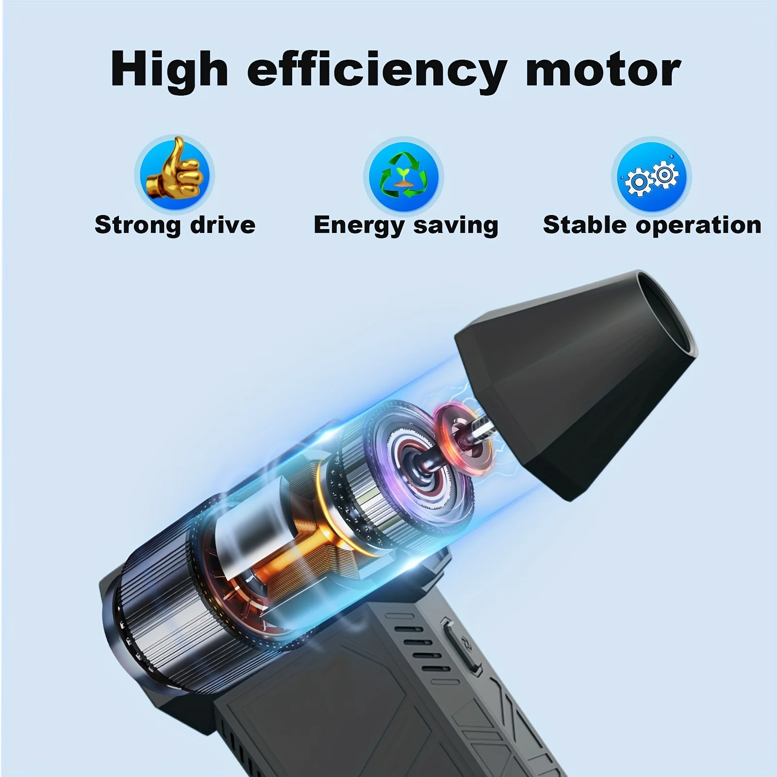 130000RPM Electric Air Dust Collector,for Cleaning Keyboard & PC 3-speed Adjustable Rechargeable Cordless Jet Drying Hair Dryer 3
