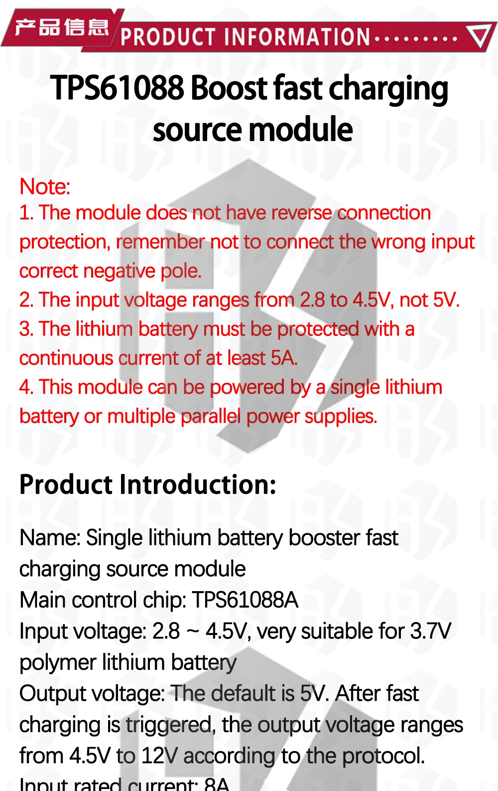 Einzelzellen-Lithium-Batterie-Boost-Leistungs modul platine 3,7 V 4,2 V Liter 5V 9V 12V USB-Handy Schnell ladung QC 2,0 QC 3,0 tps61088 – Detail 2