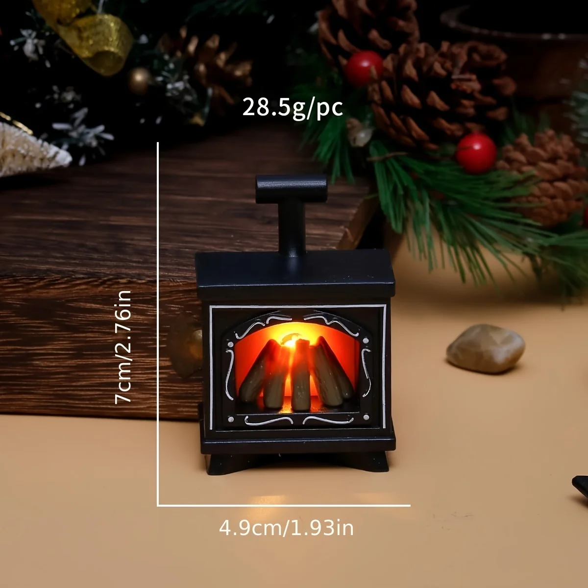 Dollhouse Miniature Fireplace Glowing Stove Model House Furniture Kitchen Living Scene Christmas Decor Toy 3