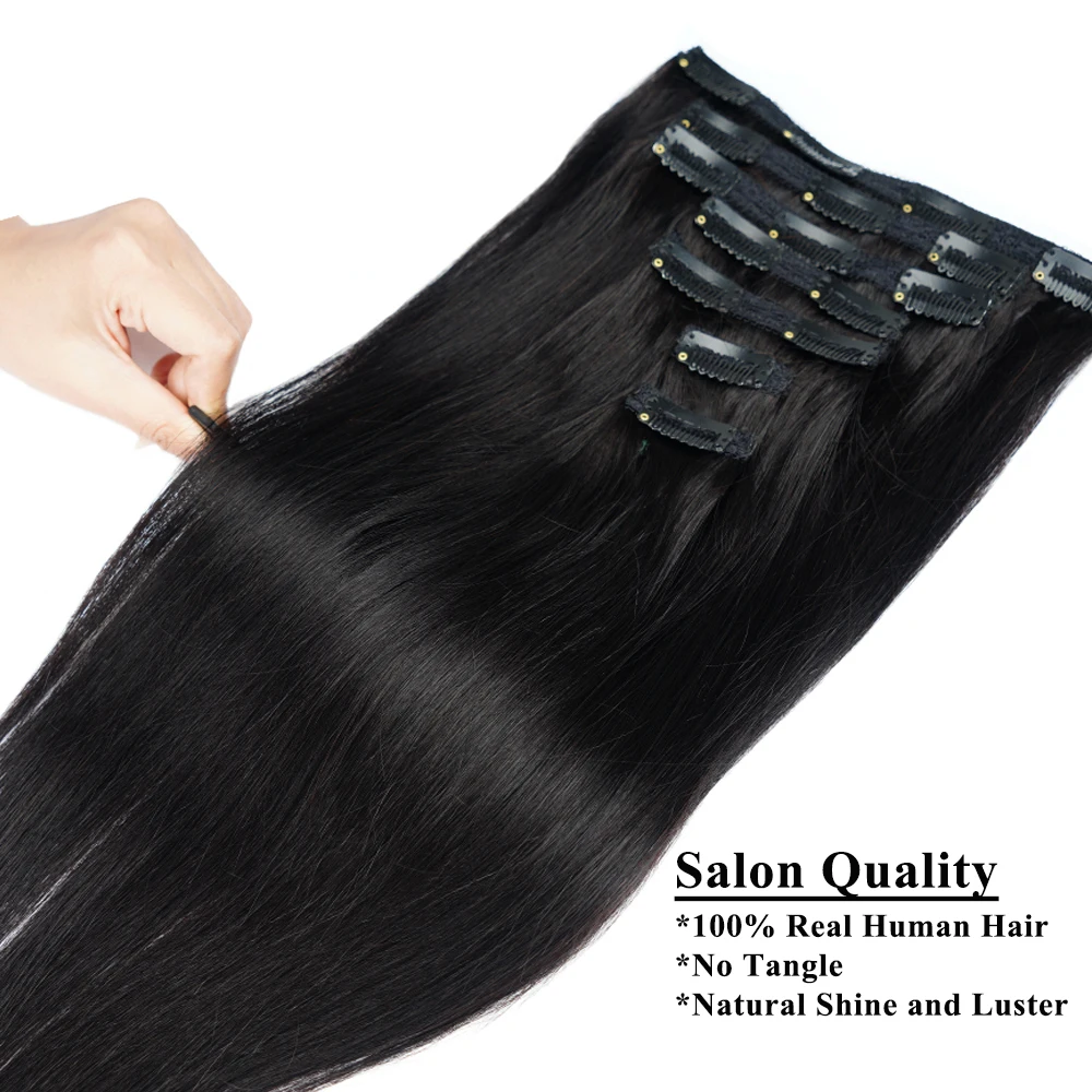 Doreen Clip in Hair Real Human Hair Remy Human Extensions Clip ins for Women Natural in Full Head set 120g 7pcs