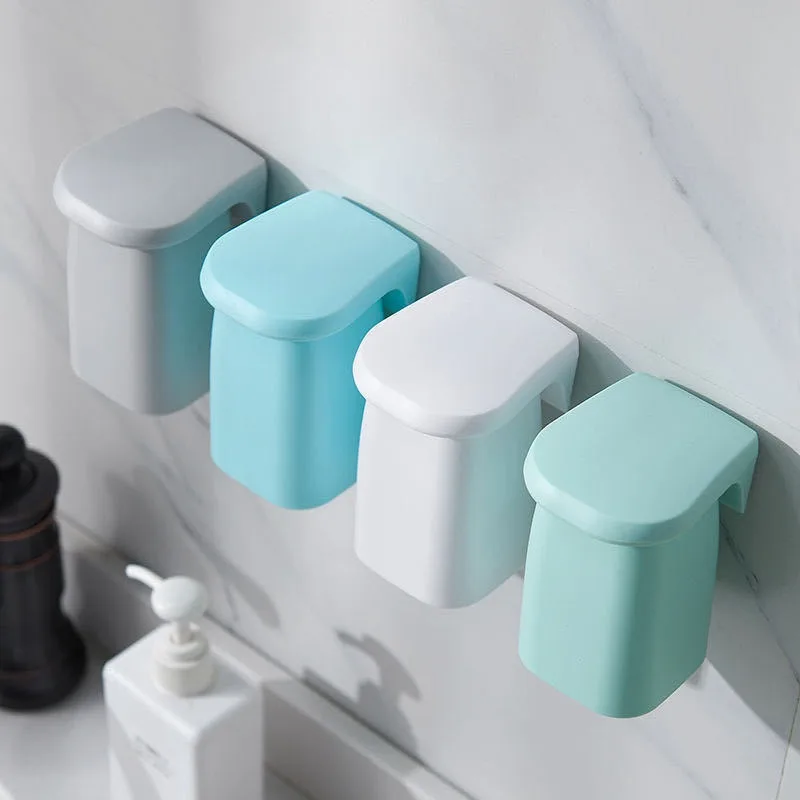 Japanese Style Minimalist Magnetic Toothbrush And Mouthwash Cup Holder Image 1